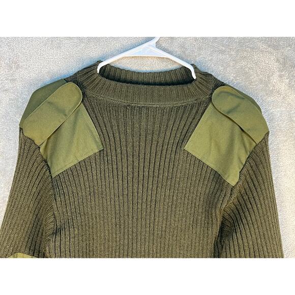 VTG DSCP Valor Collection Military Sweater Size 36 Army Green Elbow Patches - Picture 5 of 8